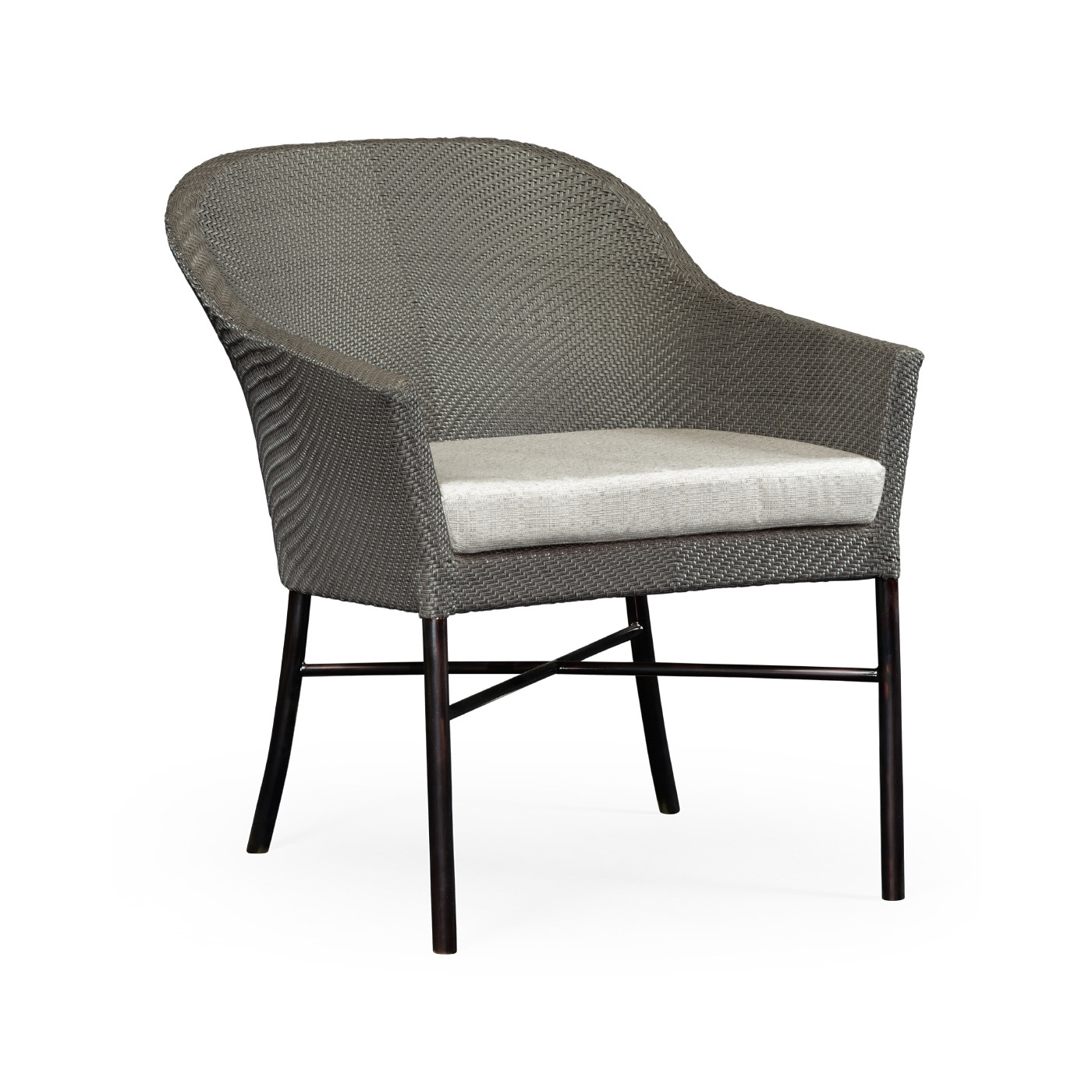 Rounded Back Mocha Steel & Dark Grey Rattan Dining Chair with Cushion
