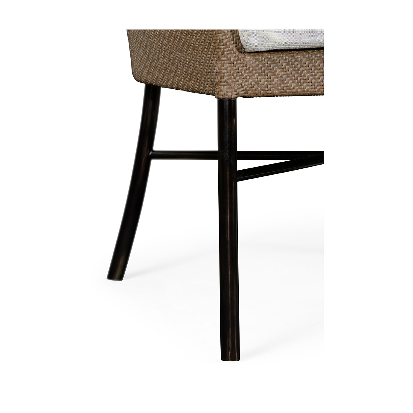 Rounded Back Mocha Steel & Tan Rattan Dining Chair with Cushion