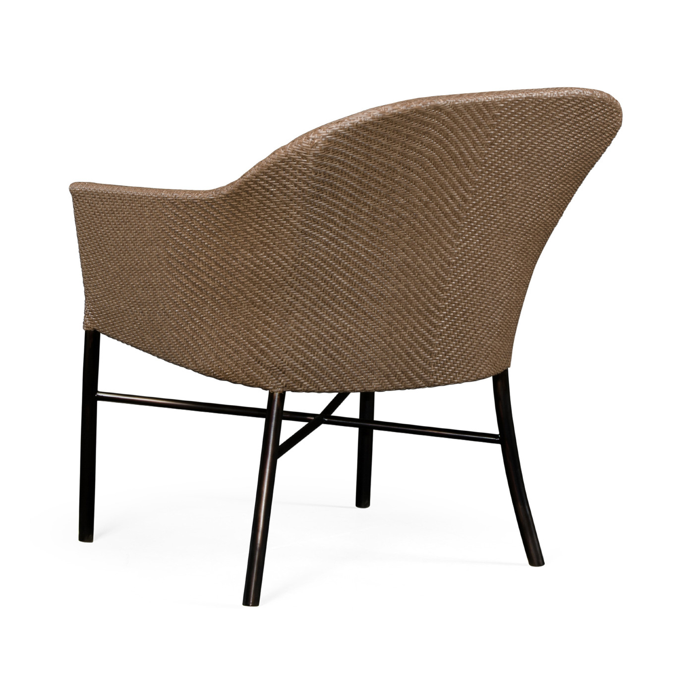 Rounded Back Mocha Steel & Tan Rattan Dining Chair with Cushion