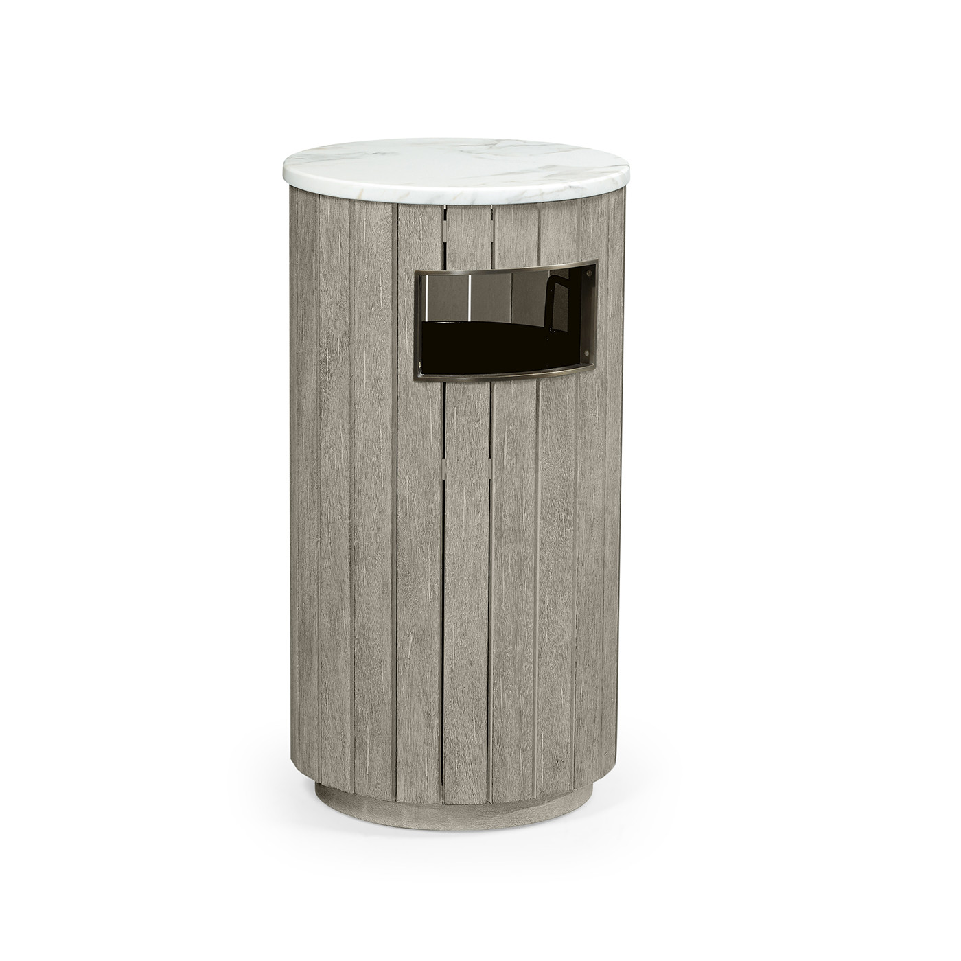 Round Navajo Sand & Antique Brass Wastebasket with Faux Marble Top