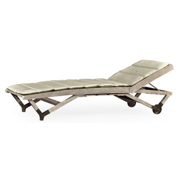 Navajo Sand Chaise Lounge on Wheels with a Retractable Drink Holder & Cushion