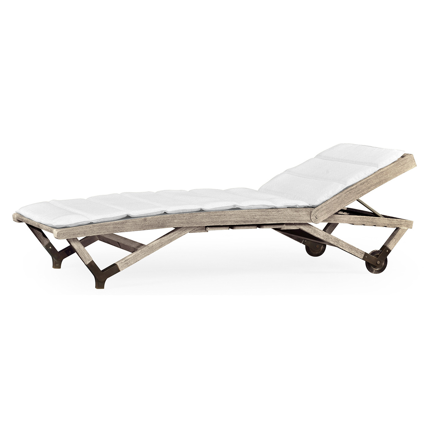 Navajo Sand Chaise Lounge on Wheels with a Retractable Drink Holder & Cushion