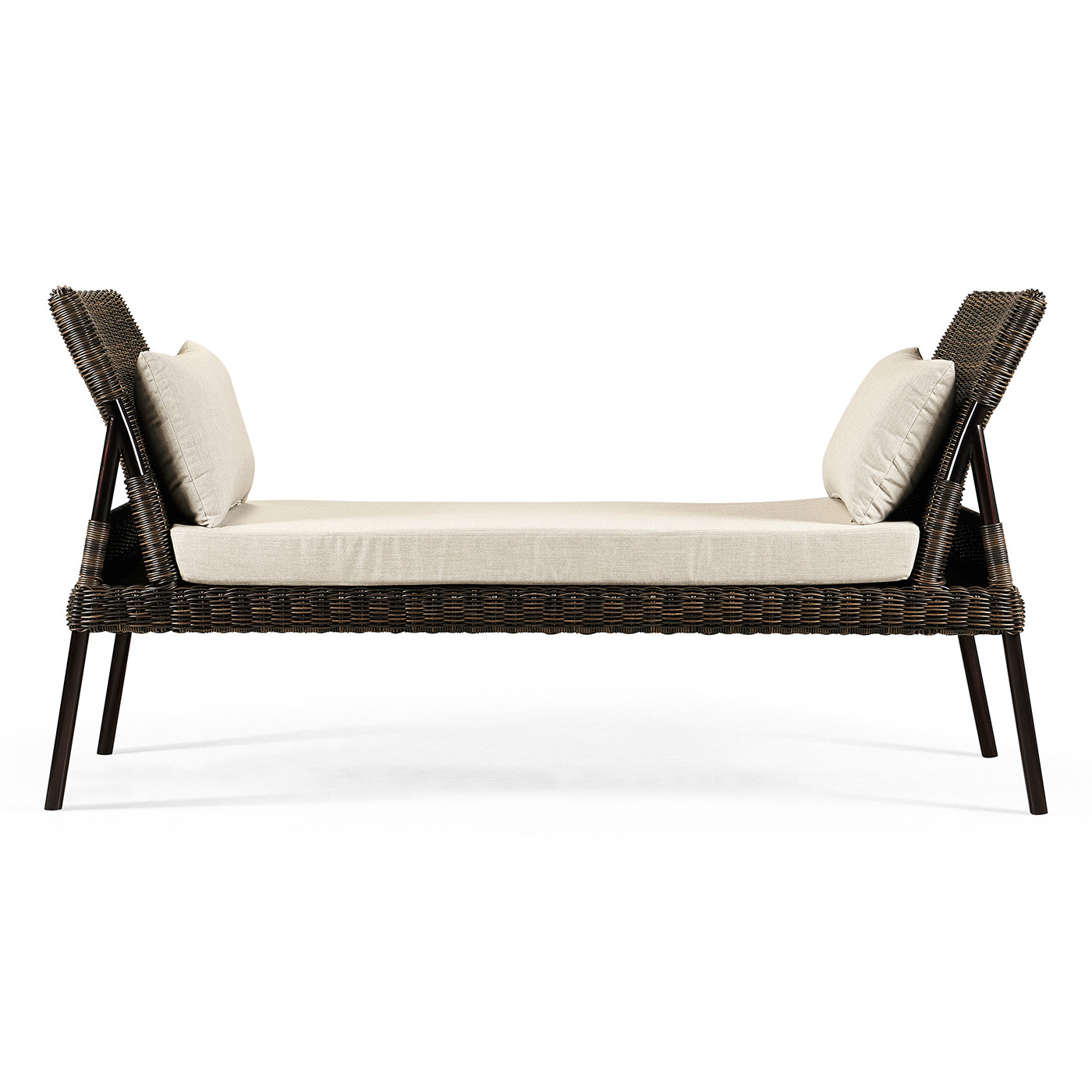 Rattan Latt Bench with Cushion & Pillows