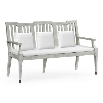 Cloudy Grey Garden Bench with Cushion & Pillows