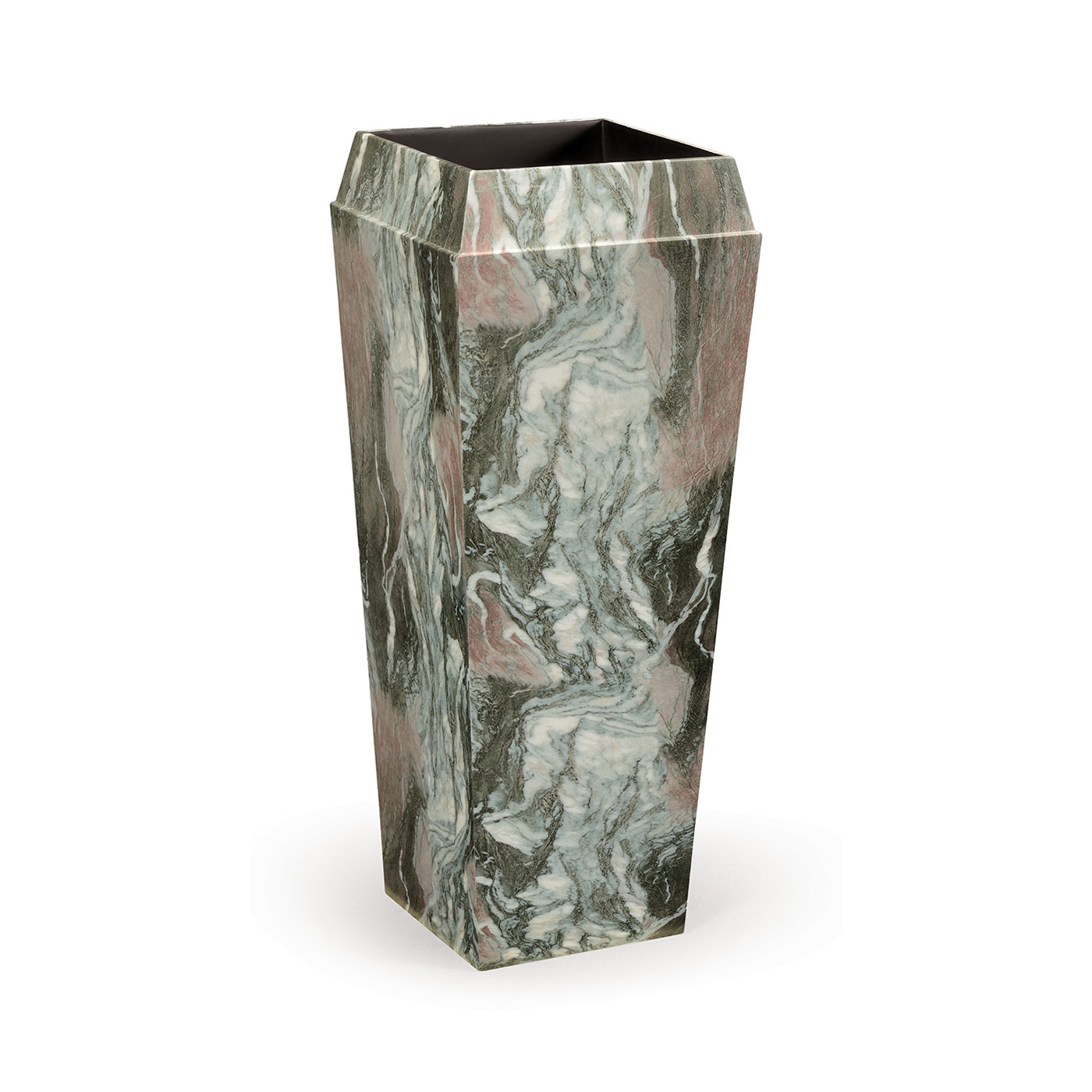 Large Square Faux Black & Grey Marble Planter