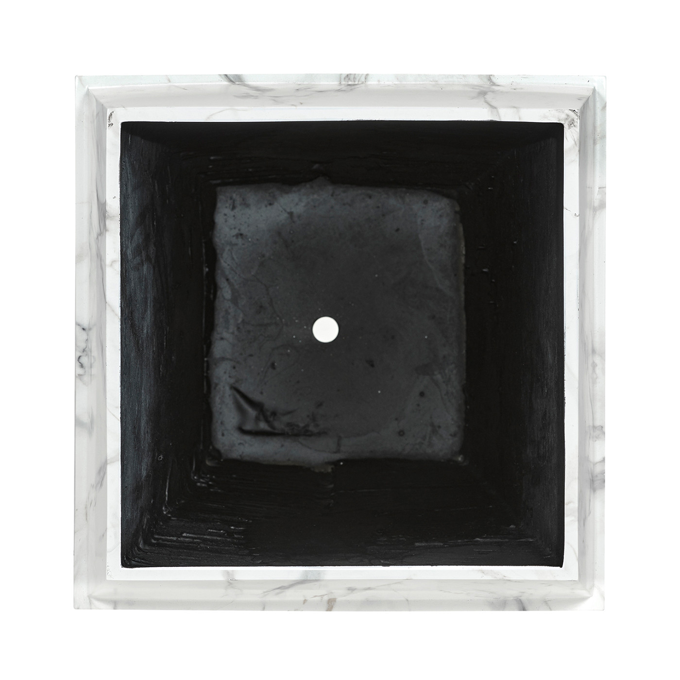 Large Square Faux White & Grey Marble Planter