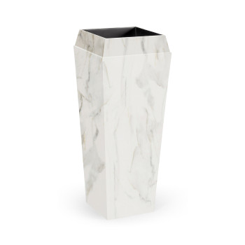 Large Square Faux White & Grey Marble Planter