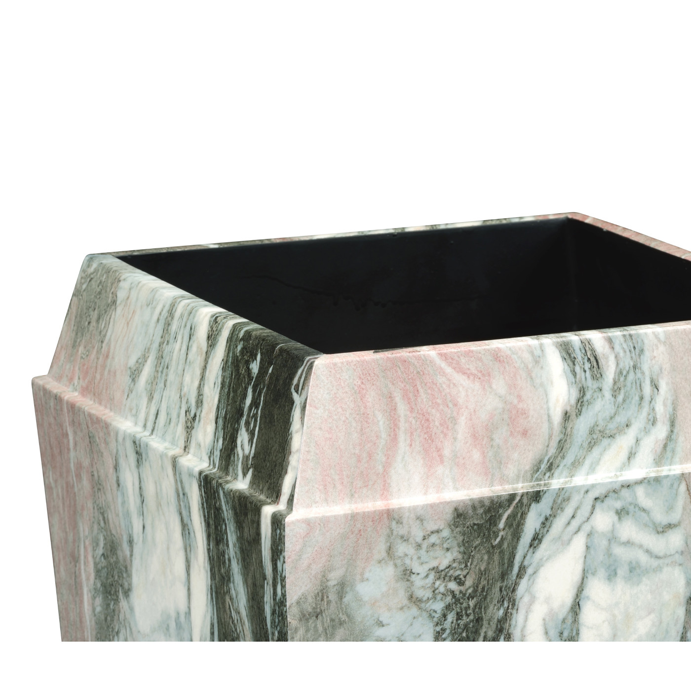 Medium Square Faux Black & Grey Marble Planter