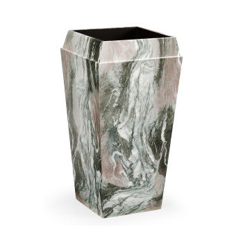 Medium Square Faux Black & Grey Marble Planter