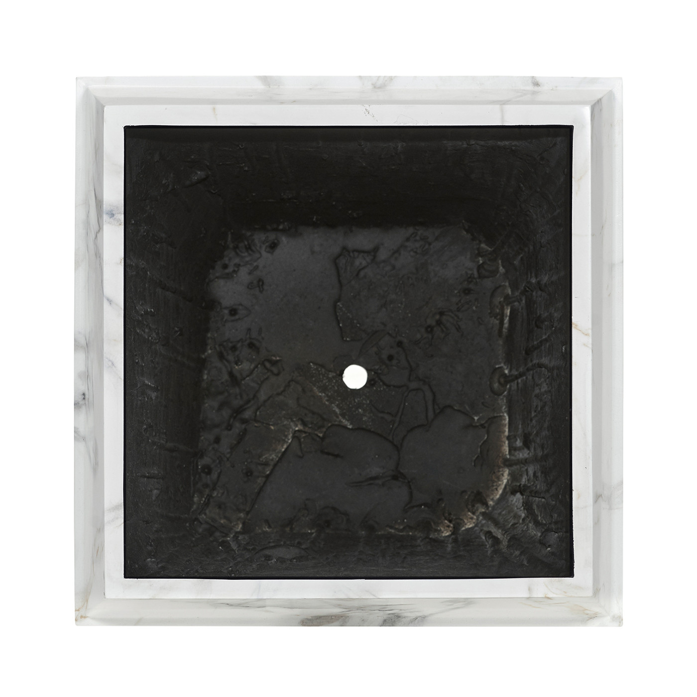 Medium Square Faux White & Grey Marble Planter