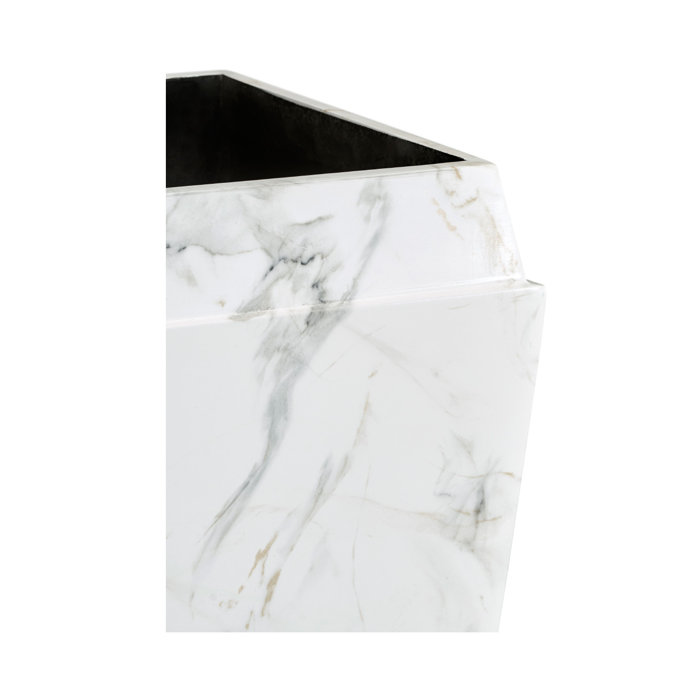 Medium Square Faux White & Grey Marble Planter
