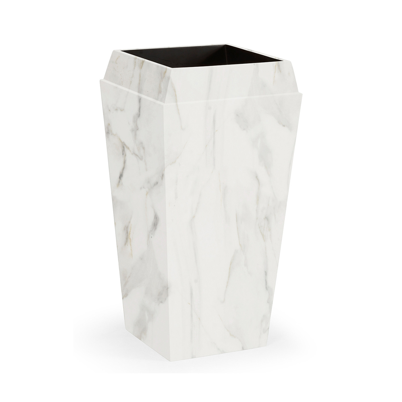 Medium Square Faux White & Grey Marble Planter