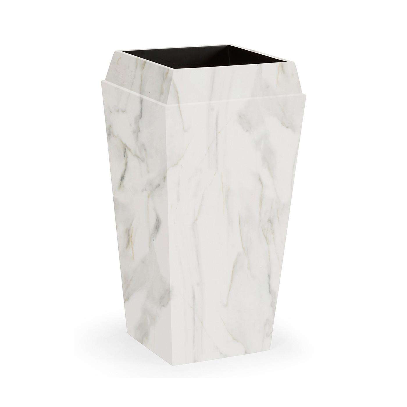 Medium Square Faux White & Grey Marble Planter