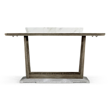 Rectangular Grey Bar Table with Marble Tray in Centre 40