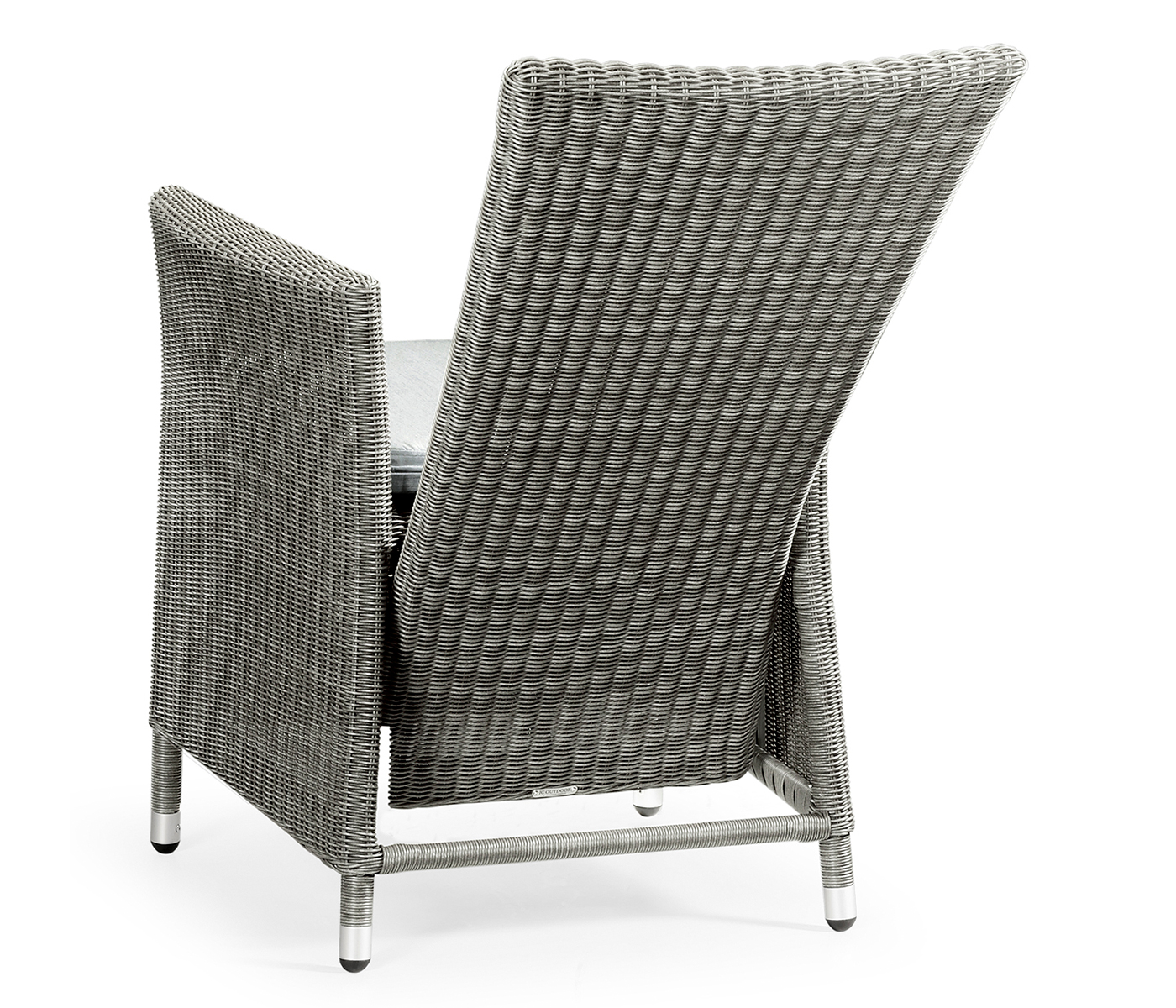 Grey Wicker Rattan Dining Chair with Reclining Back