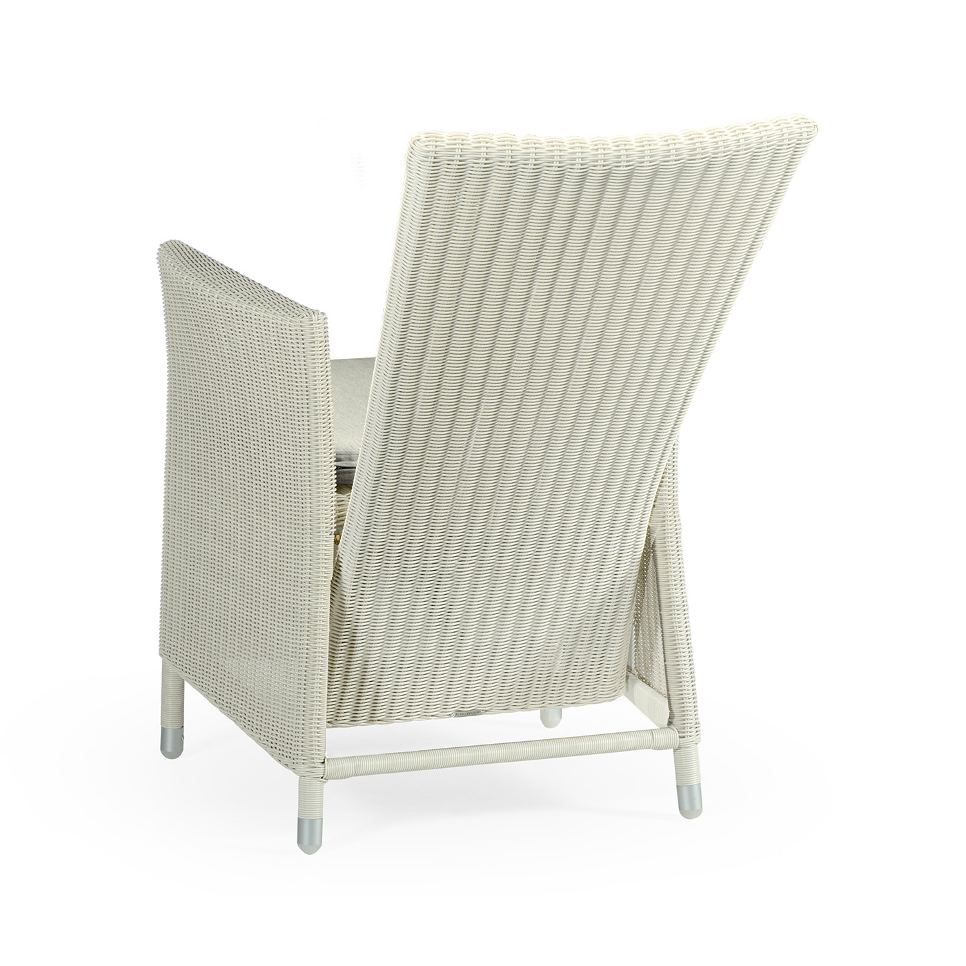 White Wicker Rattan Dining Chair with Reclining Back